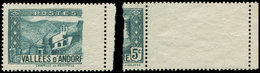 (*) ANDORRE 27 : 5c. Vert-bleu, IMPRESSION Sur RACCORD (détaché), Bdf, TB - Unused Stamps