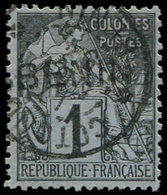 BENIN 1 : 1c. Noir Sur Azuré, T I, Bon Centrage, Obl., TB - Other & Unclassified