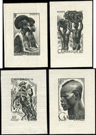 CAMEROUN Types Q, R, T Et U De 1946, 4 épreuves En Noir SANS La Valeur, TB - Other & Unclassified