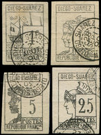 DIEGO SUAREZ 6/9 : Série Lithographiée De 1890 Obl. Et Signée A. Brun Ou Scheller, TB - Autres & Non Classés