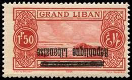 ** GRAND LIBAN 87b : 1p.50 Rouge, Surch. RENVERSEE, TB. C - Altri & Non Classificati