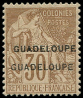 * GUADELOUPE 22b : 30c. Brun, DOUBLE Surcharge, TB. S - Other & Unclassified