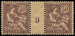 * LEVANT 18a : 30c. Violet, Papier GC, PAIRE Mill.9, TB, Cote Maury - Other & Unclassified