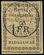 MADAGASCAR 12 : 1f. Noir Sur Jaune, Oblitéré, TB - Other & Unclassified