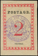 (*) MADAGASCAR Courrier Consulaire Britannique 16a : 2p. Rose-rouge, Cachet Violet, TTB, Cote Et N° Maury - Other & Unclassified