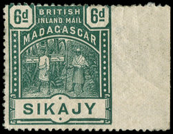 ** MADAGASCAR Courrier Consulaire Britannique 57 : 6d. Vert Foncé, Dentelé 3 Côtés, Bdf, TB - Altri & Non Classificati