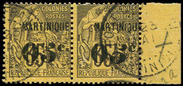 MARTINIQUE 13c : 05c. Sur 35c. Violet Sur Jaune, 5 PENCHE Tenant à Normal, Bdf, TB - Other & Unclassified