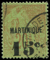 MARTINIQUE 16 : 15c. Sur 20c. Brique Sur Vert, Obl., TB - Sonstige & Ohne Zuordnung