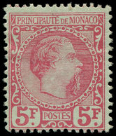 (*) MONACO 10 : 5f. Carmin Sur Vert, Charles III, Tirage De L'Exposition De 1900, TB, RRR, Certif. JF Brun - ...-1885 Préphilatélie