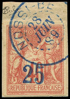 NOSSI-BE 1 : 25 Sur 40c. Rouge-orange, Surch. Bleu Indigo, Bdf, Obl. Càd S. Fragt, TTB, Certif. Scheller - Sonstige & Ohne Zuordnung