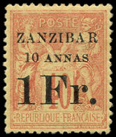 * ZANZIBAR 16 : 10a. Et 1Fr. Sur 40c. Orange, T I, TB - Ungebraucht