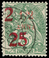 ZANZIBAR 63 : 2 Et 25 Sur 1/2a. Sur 5c. Vert, Obl., TB - Unused Stamps