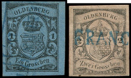 ALLEMAGNE (ANCIENS ETATS) OLDENBOURG 6 Et 7 : 1g. Bleu Et 2g. Rose, Obl., TB - Oldenburg