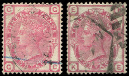 GRANDE BRETAGNE 63 : 3p. Rose, Planches 20 Et 21, Obl., TB - Used Stamps