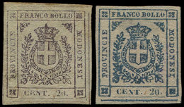 (*) ITALIE (ANCIENS ETATS) MODENE 9 Et 9a : 20c. Violet-gris + Normal, TB - Modena