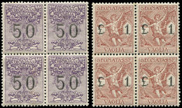 ** ITALIE Timbres Pour Mandats 3/4 : 50c. Violet Et 1l. Brun-rouge, En BLOCS De 4, TB - Other & Unclassified