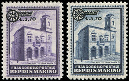 ** SAINT MARIN 184/85 : 3l.70 Sur 1l.25 Bleu Et Sur 2l.75 Violet, TB - Unused Stamps