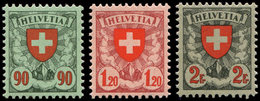 ** SUISSE 208/9 Et 211 : 90r., 1f20 Et 2f., écussons De 1924, TB, Cote SBK 450 FS - Usados