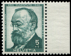 ** SUISSE 354 : 5 + 5 Vert Gottfried Keller, 1818 Au Lieu De 1819, ERREUR, TB, Cote Michel - Used Stamps