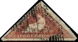 CAP DE BONNE-ESPERANCE 3 : 1p. Rouge-brique Obl. (SG N°5 Cote 900 £), Grandes Marges, TB, Certif Behr - Cap De Bonne Espérance (1853-1904)