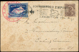 Let INDE ANGLAISE 81 : 1 1/2a. Obl. Cachet Postal Avec Vignette Bleue "Mount Everest Expedition" Elle-même Obl. Cachet R - Otros & Sin Clasificación