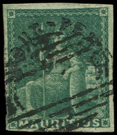 ILE MAURICE 11 : FOUR PENCE Vert, Obl., TB - Maurice (...-1967)