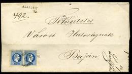 BÁTASZÉK 1868. Ajánlott Levél, érdekes Tartalommal 10kr Pár Bérmentesítéssel Bajára Küldve - Used Stamps