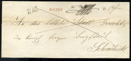 BUDA 1847. Dekoratív Ajánlott Levél "OFEN" "FRANCO" RECOM" Bélyegzésekkel Selmecbányára  /  Decorative Reg. Letter OFEN  - ...-1867 Prefilatelia