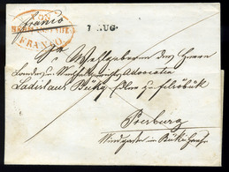 NAGYSZEBEN 1844. Portós Levél, Piros "von Herrmannstadt Franco" + Dátum Bélyegzéssel Pozsonyba Küldve, érk. Bélyegzéssel - ...-1867 Prephilately