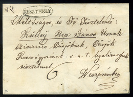 KESZTHELY 1844. Szép Portós Levél Veszprémbe Küldve  /  Nice Unpaid Letter To Veszprém - ...-1867 Préphilatélie