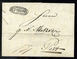 ALTORSOVA 1837. Dekoratív Portós Levél, Tartalommal Pestre Küldve   /  Nice Unpaid Letter To Pest, Decorative - ...-1867 Vorphilatelie