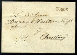 LUGOS 1836. Szép Portós Levél Pozsonyba Küldve  /  Nice Unpaid Letter To Pozsony - ...-1867 Préphilatélie