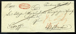 SEMLIN 1834. Dekoratív Ex Offo Levél, Piros Bélyegzéssel Pécsre Küldve  /  Decorative Official Letter Red Pmk To Pécs - ...-1867 Préphilatélie