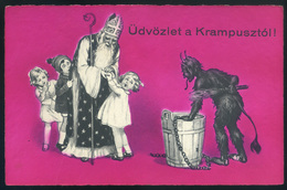 Télapó, Krampusz Régi Képeslap  /  Santa, Krampus  Vintage Pic. P.card - Kerstman