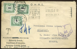 1958. Levél Ausztráliából, Három Címletű Zöldportó Bélyegekkel  /  Letter From Australia 3 Denom. Green Unpaid Stamps - Covers & Documents