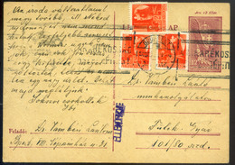 BUDAPEST 1943. Cenzúrázott, Kiegészített Díjjegyes Lap Munkaszolgálatosnak Fülekre Küldve  /  Cens. Uprated Stationery C - Lettres & Documents