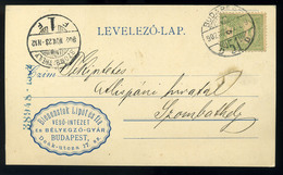 BUDAPEST 1902. Céges Levlap, Bienenstok Lipót és Fia Véső-intézet  /  Corp. P.card - Oblitérés