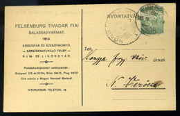 BALASSAGYARMAT 1922. Felsenburg Tivadar Fiai Szeszgyár, Céges Levelezőlap  /  Tivadar Felsenburg And Sons Alcohol Distil - Storia Postale