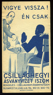 SZÁMOLÓ CÉDULA  Régi Reklám Grafika , Csillaghegyi Forrásvíz  /  BAR TAB Vintage Adv. Graphics,  Csillaghegy Spring Wate - Unclassified