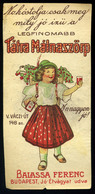 SZÁMOLÓ CÉDULA  Régi Reklám Grafika , Tátra Málnaszörp  /  BAR TAB Vintage Adv. Graphics,  Raspberry Syrup - Unclassified