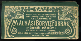 SZÁMOLÓ CÉDULA  Régi Reklám Grafika , Málnási Borvíz  /  BAR TAB Vintage Adv. Graphics,   Mineral Water - Non Classés