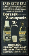 SZÁMOLÓ CÉDULA  Régi Reklám Grafika , Borszék  Savanyúvíz  /  BAR TAB Vintage Adv. Graphics,  Sour Water - Unclassified