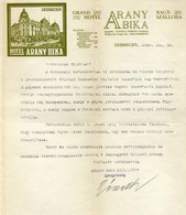 DEBRECEN 1920. Arany Bika Nagyszálloda  , Fejléces Levél  /  Golden Bull Grand Hotel, Letterhead Letter - Non Classés