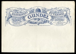 BUDAPEST 1910. Cca. Gundel Éttermei, Fejléces, Céges Levélpapír  /  Gundel Restaurant Letterhead Stationery - Unclassified