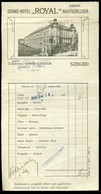 SZEGED 1915. Cca.  Grand Hotel Royal Nagyszálloda , Fejléces Céges Számla  /   Decorative Letterhead Bill Grand Hotel Ro - Unclassified