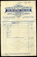 BUDAPEST 1877. Schmidt Testvérek Szálloda Erzsébet Királynéhez, Fejléces,céges Számla  /   Decorative Letterhead Bill Qu - Unclassified