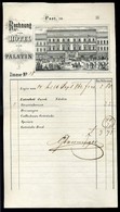 PEST 1862. Hotel Palitin Díszes Fejléces , Metszetes  Számla  /   Decorative Letterhead Bill, Hotel Palatin - Non Classés