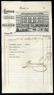 PEST 1862. Hotel Palitin Díszes Fejléces , Metszetes  Számla  /   Decorative Letterhead Bill, Hotel Palatin - Non Classificati