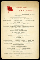 CUNARD RMS Pannonia Hajó Menükártya 1911.  /  MENU CARD RMS Pannonia - Menus