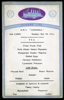 CUNARD RMS Pannonia Hajó , Dekoratív Menükártya 1913.  /  MENU CARD  RMS Pannonia, Decorative - Menu